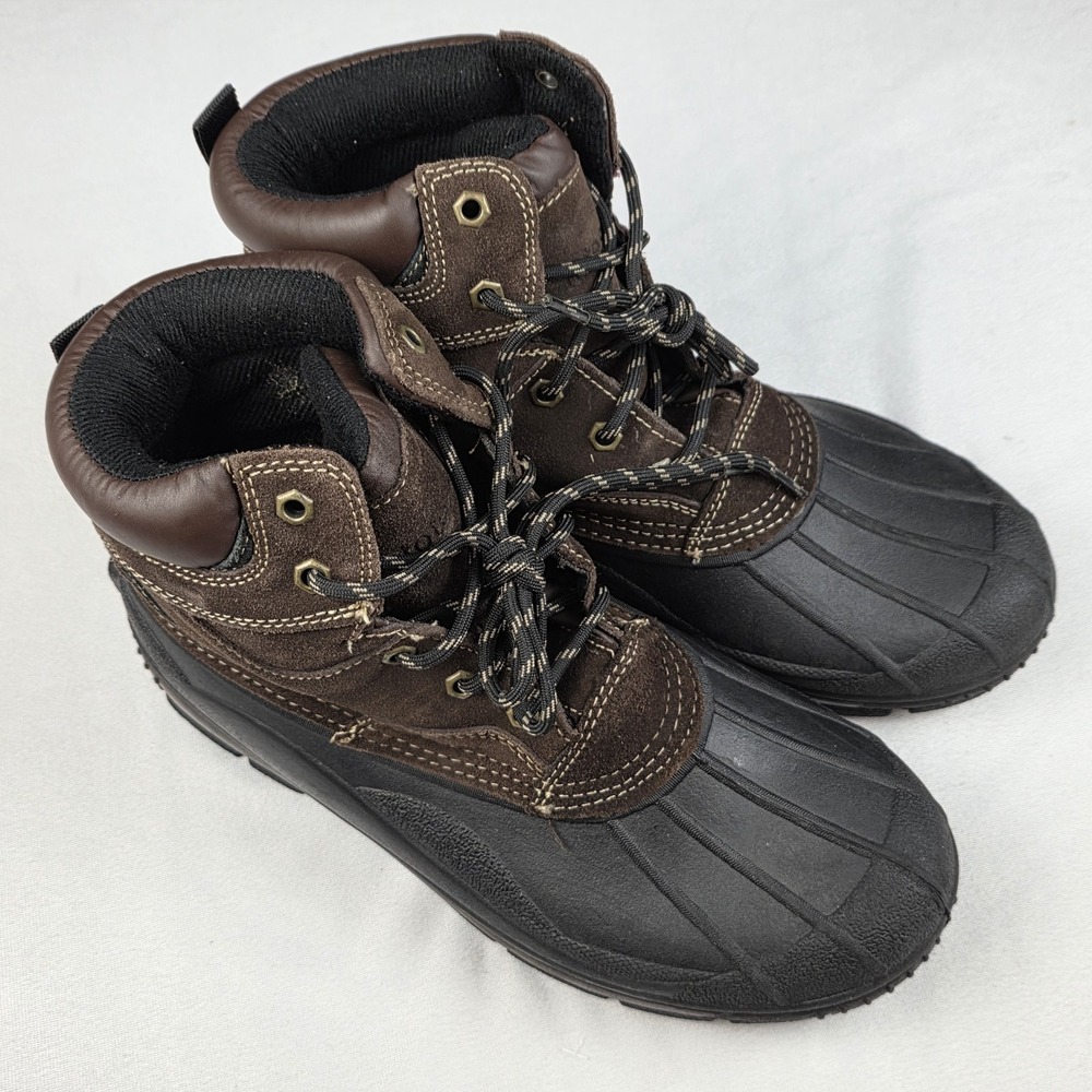 Totes Men's Winter Snow Duck Boots Glacier Brown Suede WARM Waterproof Size 10M